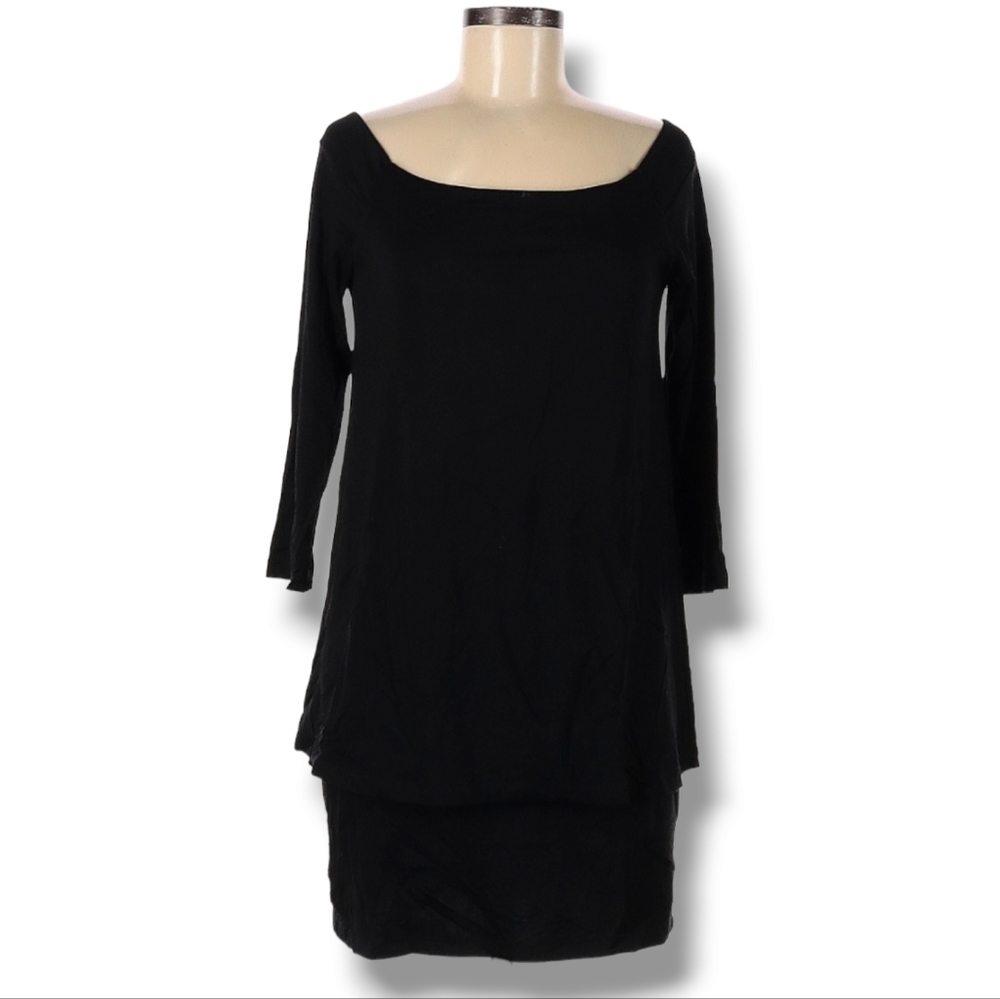 Susana Monaco Long Sleeve Dress Size M Black Off The Shoulder Classic Elegant